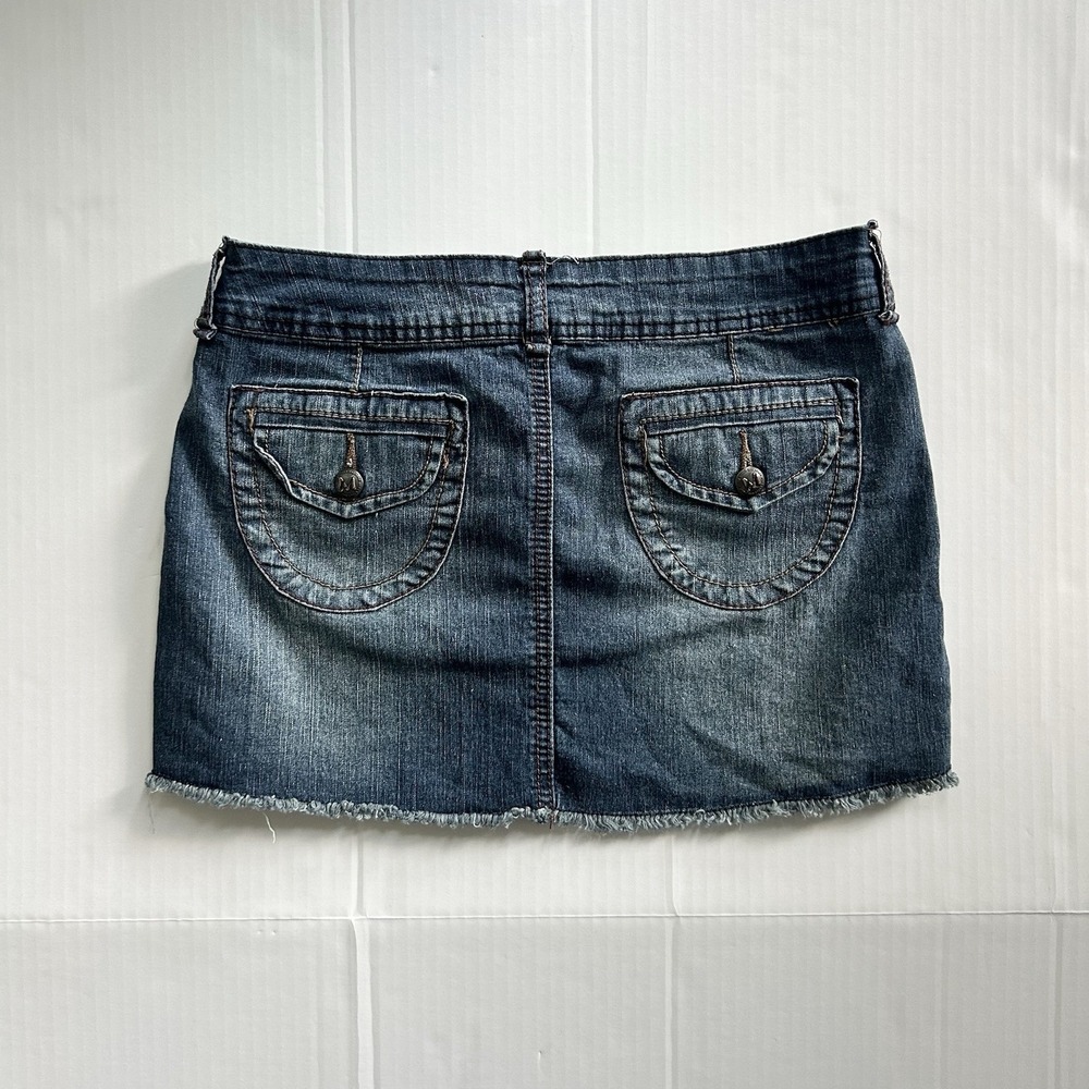 2000s Miley Cyrus & Max Azria Low Rise Denim Mini Skirt Grunge Indie Y2K